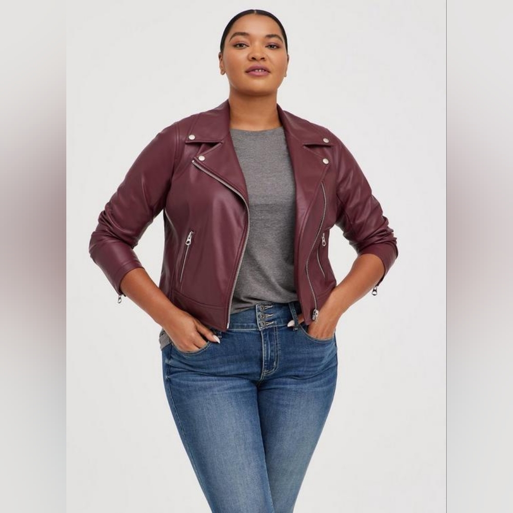 Torrid Faux Leather Assymetrical Moto Jacket